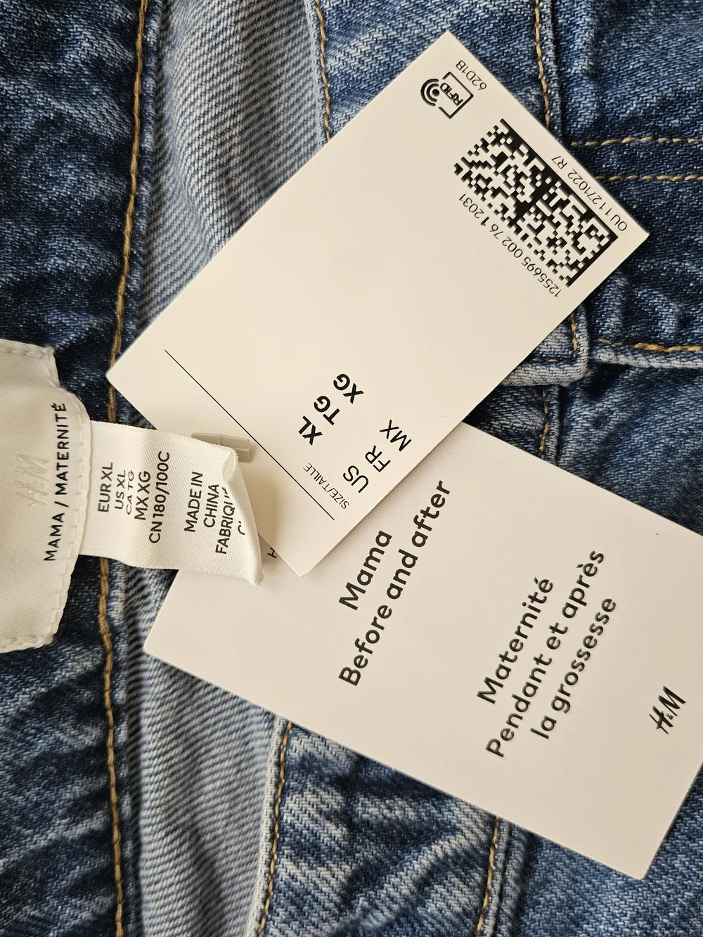 H&M Maternity Cuffed Denim Shorts XL NWT Blue Stretch Comfort Summer Medium Wash